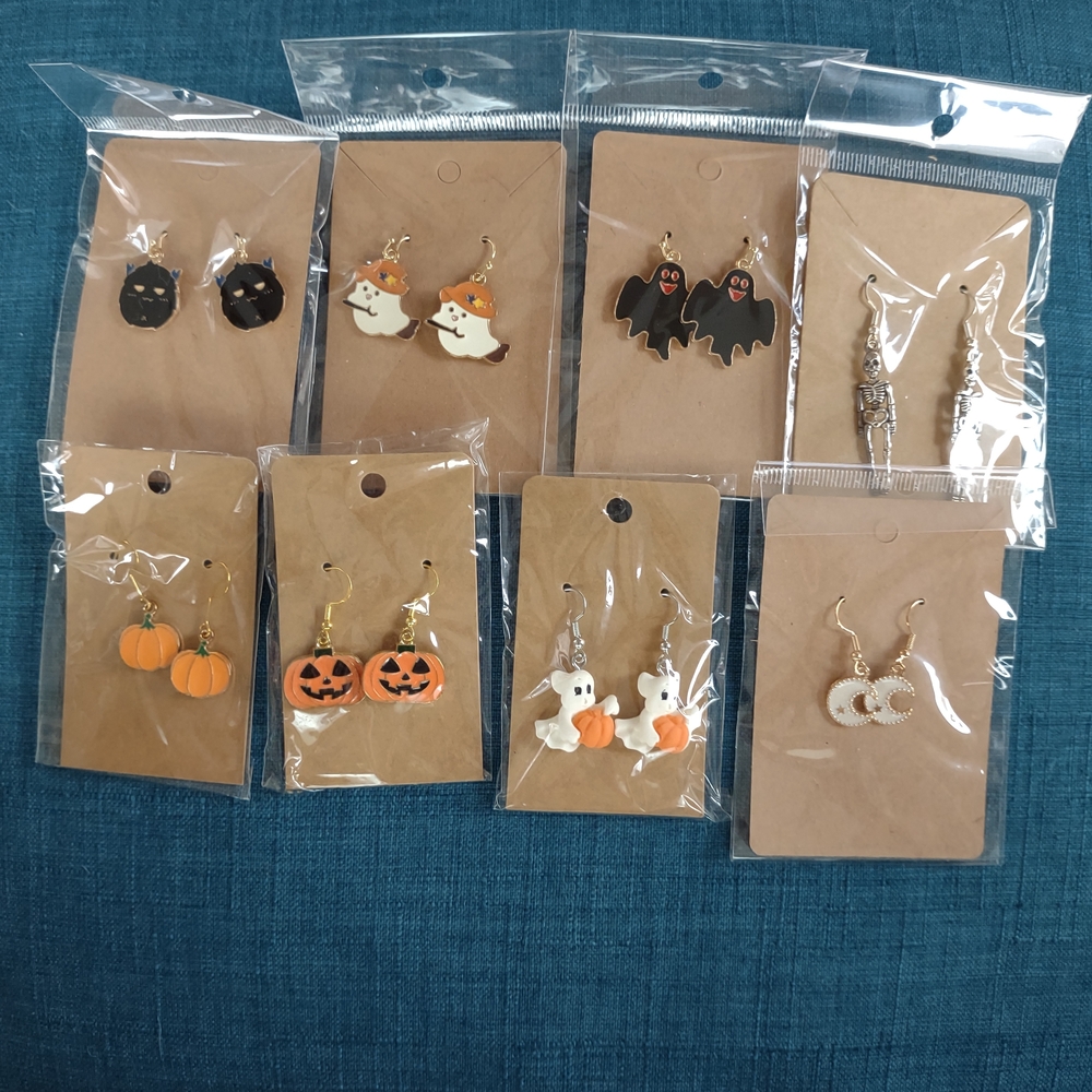 8 Handmade Halloween Themed Earrings Sets.